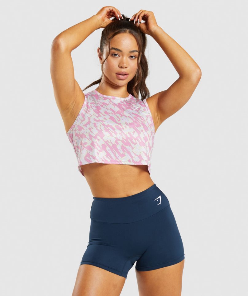 Podkoszulki Gymshark Treningowe Crop Damskie Różowe | PL 705BXD